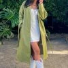 Beginning Boutique Kalessa Green PU Trench Jacket New