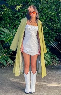 Beginning Boutique Kalessa Green PU Trench Jacket New