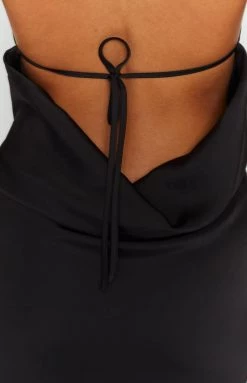 BB Exclusive New Kalley Black Halter Formal Maxi Dress