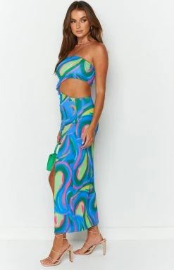 BB Exclusive Dresses Kamelia Blue Print Midi Dress 16 BB Exclusive Dresses Kamelia Blue Print Midi Dress