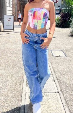 BB Exclusive Kansis Blue Uneven Waist Jeans