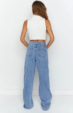 BB Exclusive Kansis Blue Uneven Waist Jeans