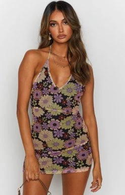 Beginning Boutique Dresses Karlie Halter Dress Purple Floral