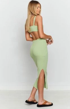 Beginning Boutique Katanna Cut Out Midi Dress Sage Dresses