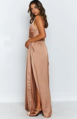 Beginning Boutique Dresses Katrina Split Maxi Dress Champagne