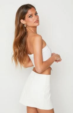 BB Exclusive Kei White PU Mini Skirt