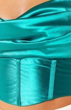 Beginning Boutique Tops Kelsie Green Corset Crop Top