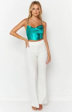 Beginning Boutique Tops Kelsie Green Corset Crop Top