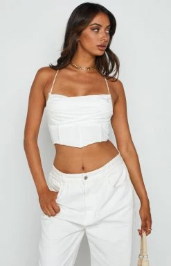 Beginning Boutique Tops Kelsie White Corset Crop Top