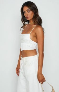 Beginning Boutique Tops Kelsie White Corset Crop Top