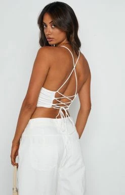 Beginning Boutique Tops Kelsie White Corset Crop Top