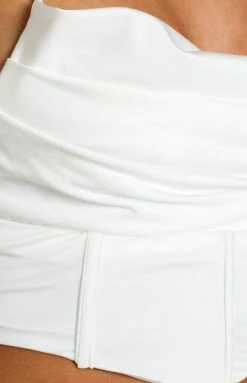 Beginning Boutique Tops Kelsie White Corset Crop Top