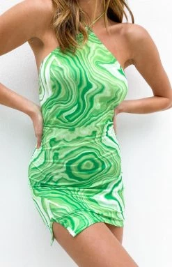 Beginning Boutique Dresses Kendall Swirl Mini Dress Green