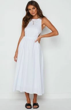 Beginning Boutique Kensington Backless Midi Dress Icy White Dresses