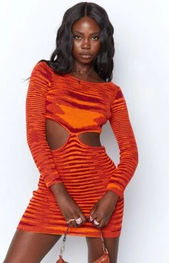 Beginning Boutique Kimberly Side Cut Out Mini Dress Orange Dresses