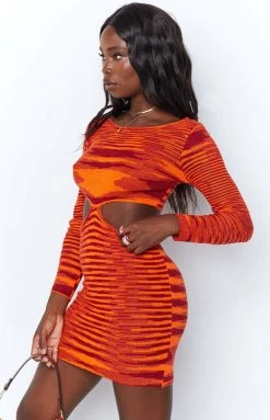 Beginning Boutique Kimberly Side Cut Out Mini Dress Orange Dresses