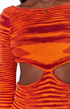 Beginning Boutique Kimberly Side Cut Out Mini Dress Orange Dresses