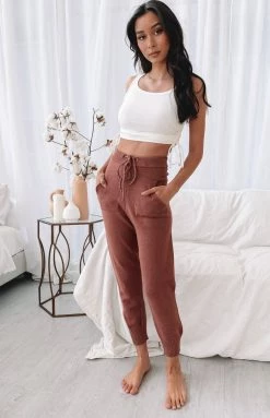 Beginning Boutique Kingston Track Pants Rust