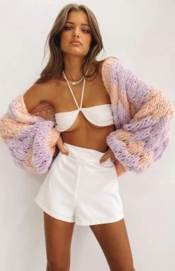 Beginning Boutique Kinley Chunky Knit Cardi Pink Tops