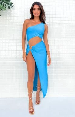 BB Exclusive Dresses Kira Blue Cut Out Maxi Dress
