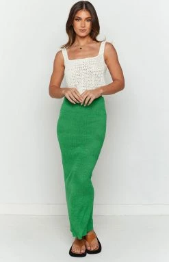BB Exclusive Kirsten Green Low Waist Knit Maxi Skirt New
