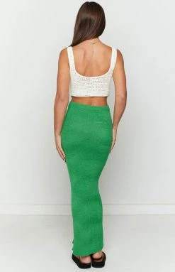 BB Exclusive Kirsten Green Low Waist Knit Maxi Skirt New