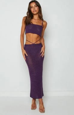 BB Exclusive Bottoms Kodi Purple Low Waist Crochet Skirt