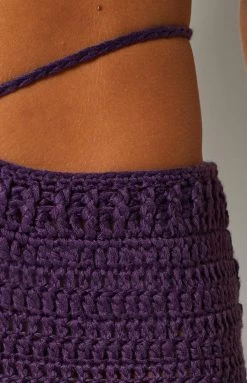 BB Exclusive Bottoms Kodi Purple Low Waist Crochet Skirt