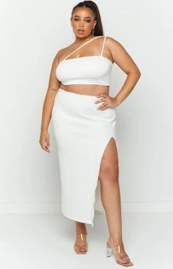 BB Exclusive Bottoms Kourtney White Midi Skirt