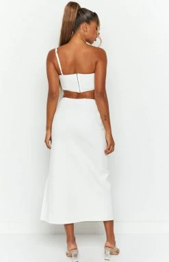 BB Exclusive Bottoms Kourtney White Midi Skirt