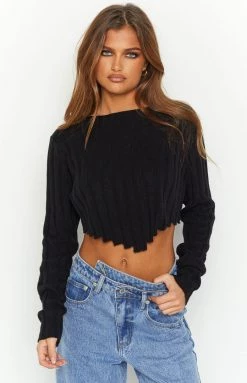 BB Exclusive Long Sleeve Tops Kristin Black Rib Sweater