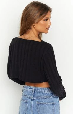 BB Exclusive Long Sleeve Tops Kristin Black Rib Sweater