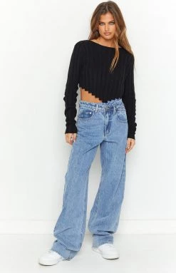 BB Exclusive Long Sleeve Tops Kristin Black Rib Sweater