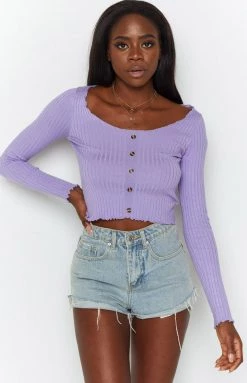 Beginning Boutique Lady Crawley Long Sleeve Knit Lilac