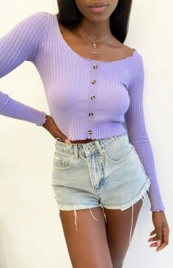 Beginning Boutique Lady Crawley Long Sleeve Knit Lilac