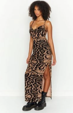 BB Exclusive Lana Black Print Maxi Dress