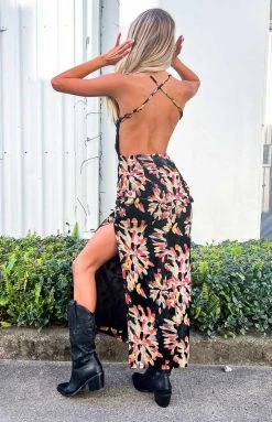 BB Exclusive Lana Orange Print Maxi Dress New