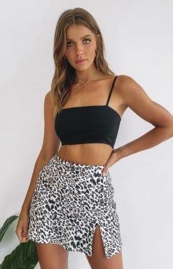 Beginning Boutique Bottoms Laura Satin Mini Skirt Leopard