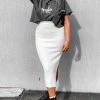 Beginning Boutique Laurena Knit Midi Skirt White Bottoms
