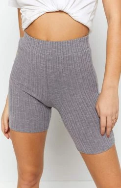 Beginning Boutique Lazy Sundays Knit Bike Shorts Grey Bottoms