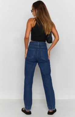 Beginning Boutique Leela Fray Wide Leg Jeans Indigo Bottoms