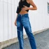 Beginning Boutique Leela Fray Wide Leg Jeans Indigo Bottoms