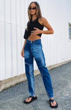 Beginning Boutique Leela Fray Wide Leg Jeans Indigo Bottoms