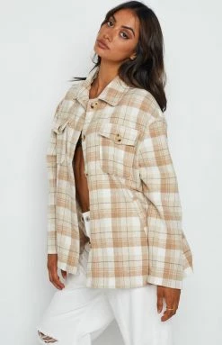 Beginning Boutique Outerwear Leia Beige Check Jacket
