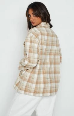 Beginning Boutique Outerwear Leia Beige Check Jacket