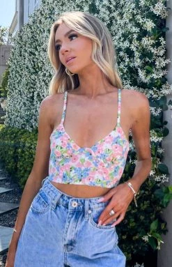 BB Exclusive Leoni Pink Floral Corset Top Tops