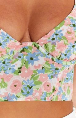 BB Exclusive Leoni Pink Floral Corset Top Tops