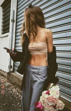 BB Exclusive Tops Lexi Tan Mesh Strapless Top