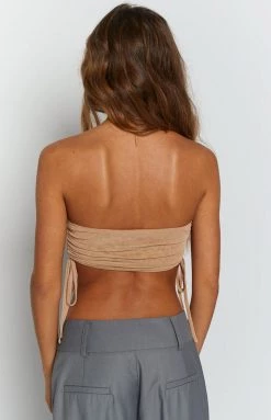 BB Exclusive Tops Lexi Tan Mesh Strapless Top