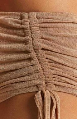 BB Exclusive Tops Lexi Tan Mesh Strapless Top